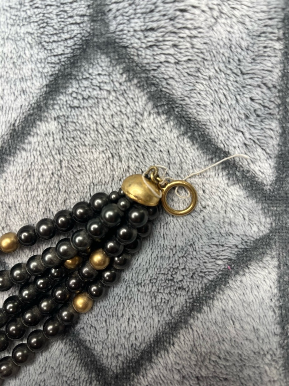 Lauren Ralph Lauren Black Gold Beaded MultiStrand Fashion Statement Necklace NWT - Picture 5 of 6